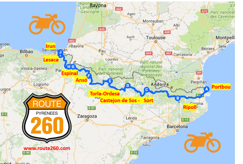 mapa ruta 260 logo i moto i com arribar